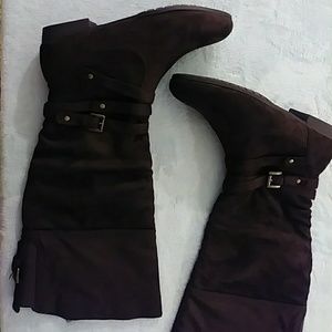 New brown faux suede boots